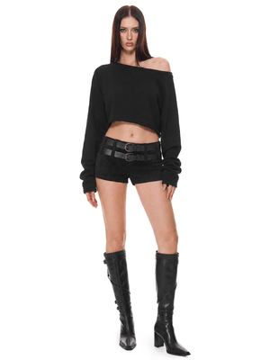 Slanted Crop Sweatshirt