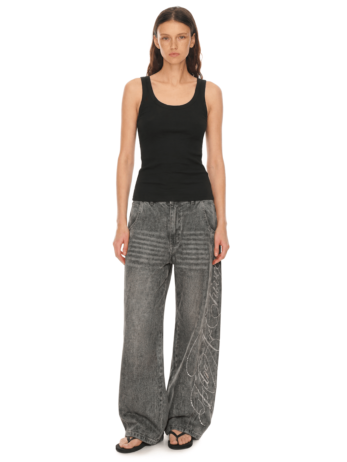 Vintage Strass-Baggy-Jeans