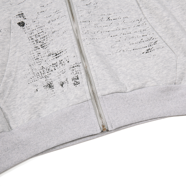 Script Washed Zip Hoodie