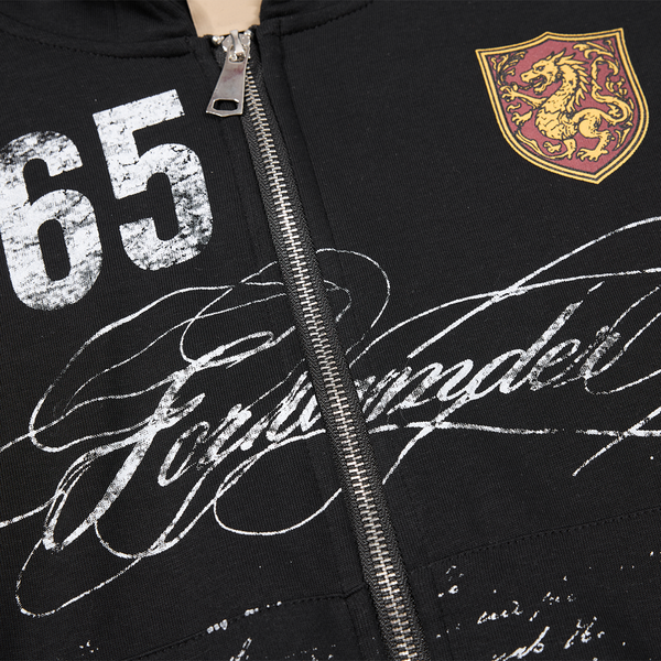 Script Washed Zip Hoodie