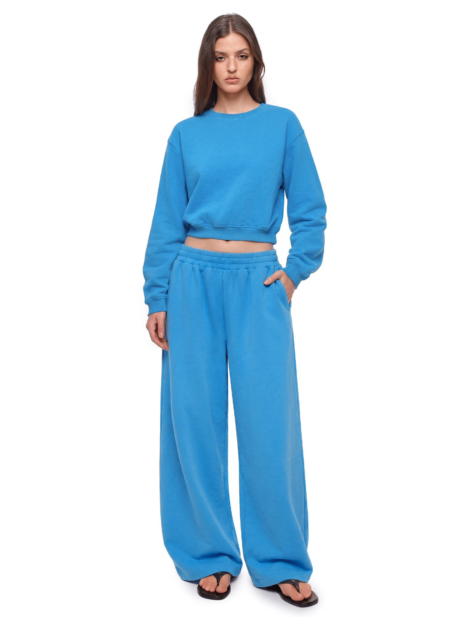 Urban Cobalt Washed Sweatpants - Fabric Texture & Stitching Detail - Oversized Baggy Fit | FDR Studios