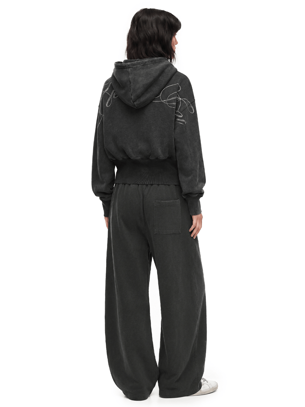 Gewaschenes Grafik-Crop-Hoodie