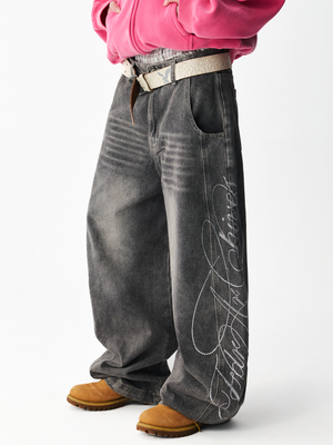Washed Rhinestone Jeans