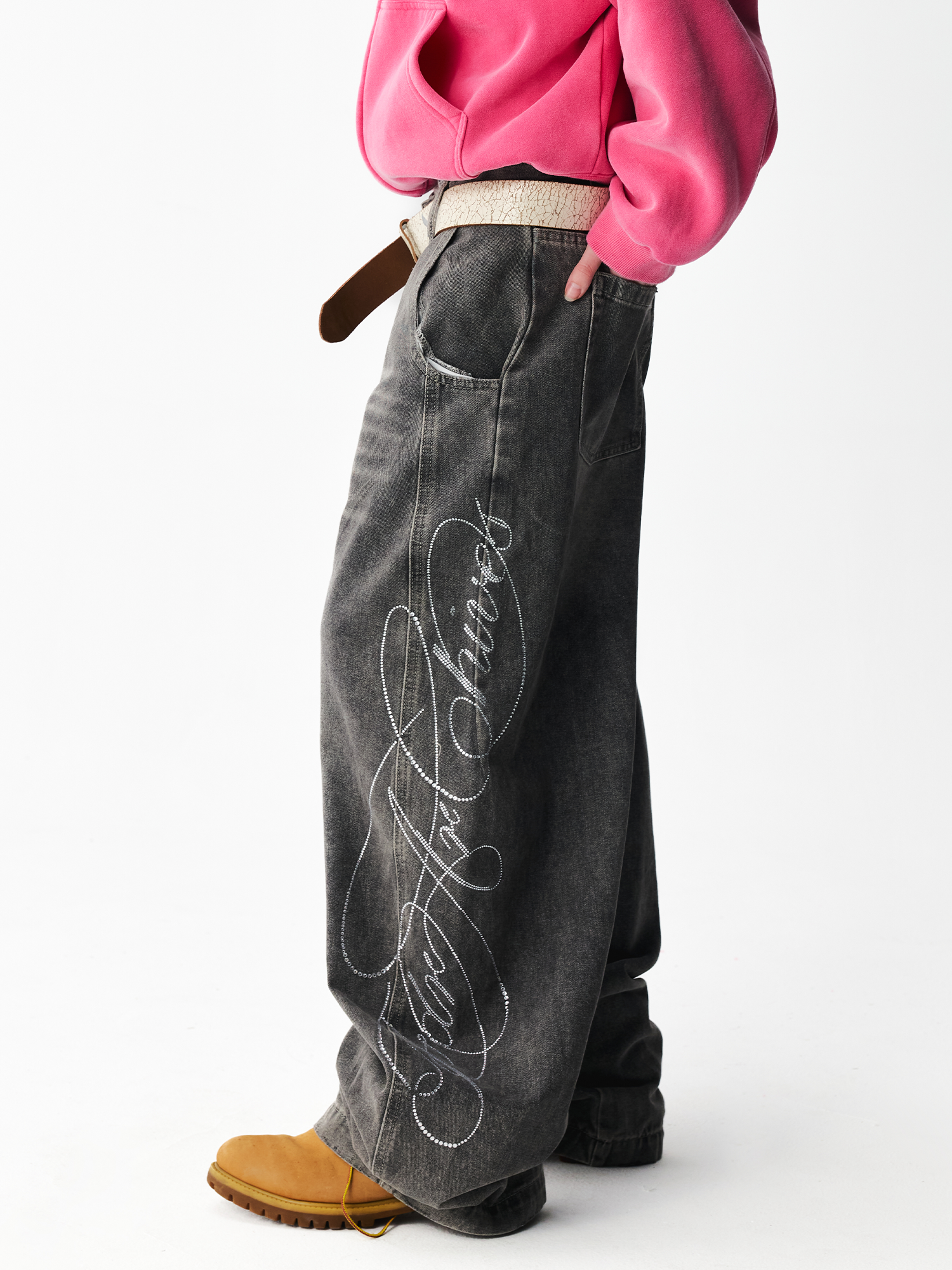 Washed Rhinestone Jeans