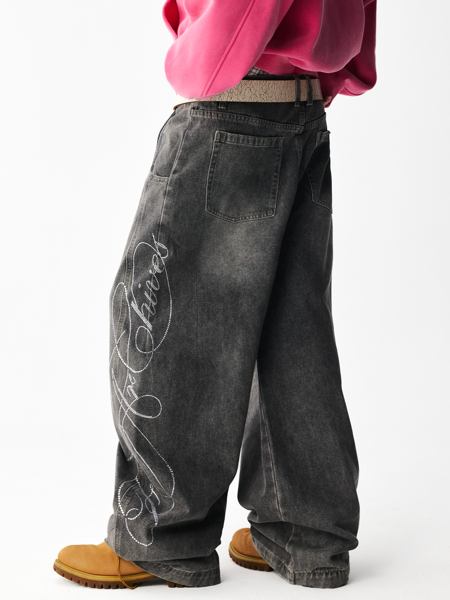 Washed Rhinestone Jeans