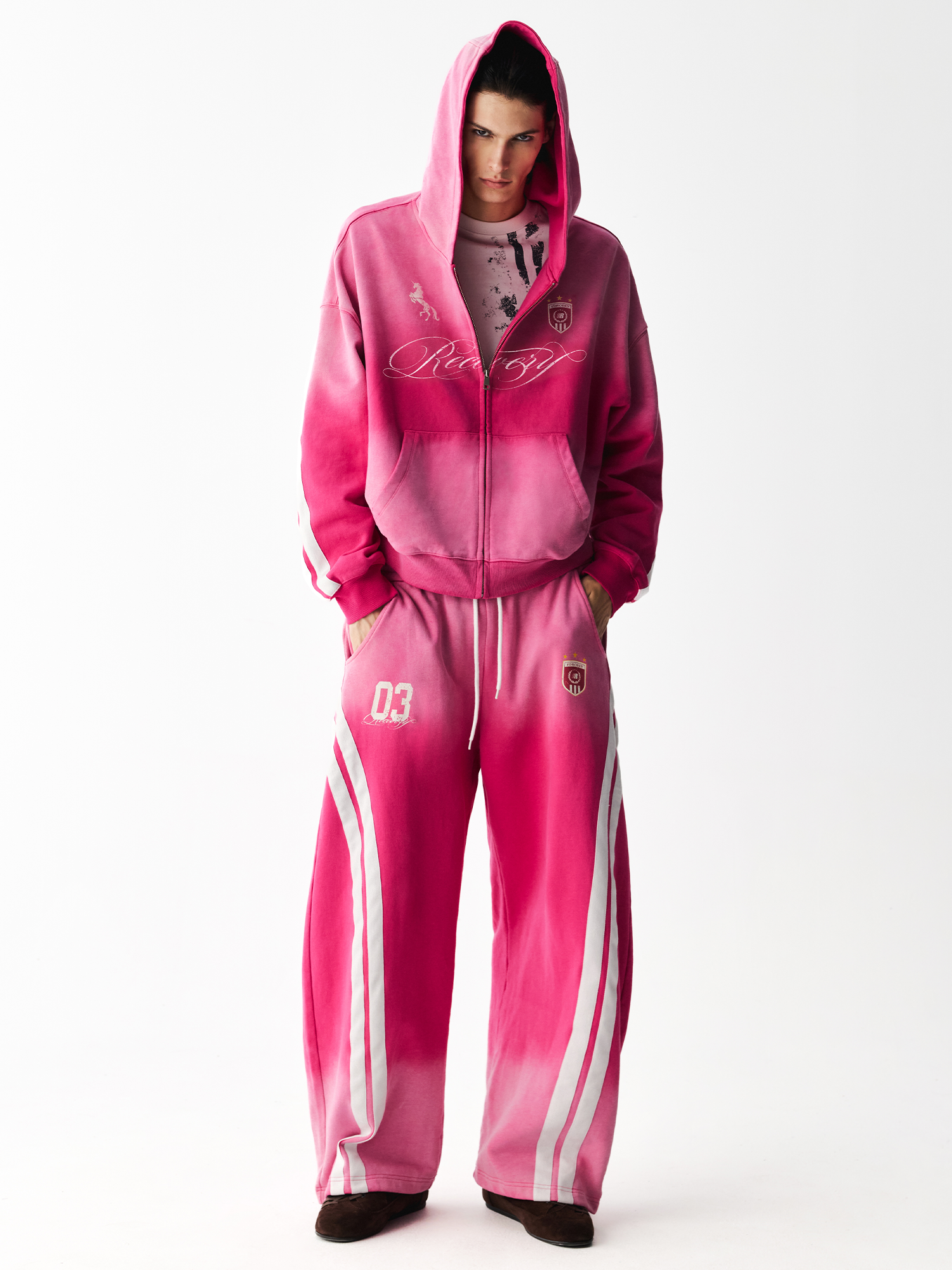 Washed Side Stripe Hoodie&Sweatpants