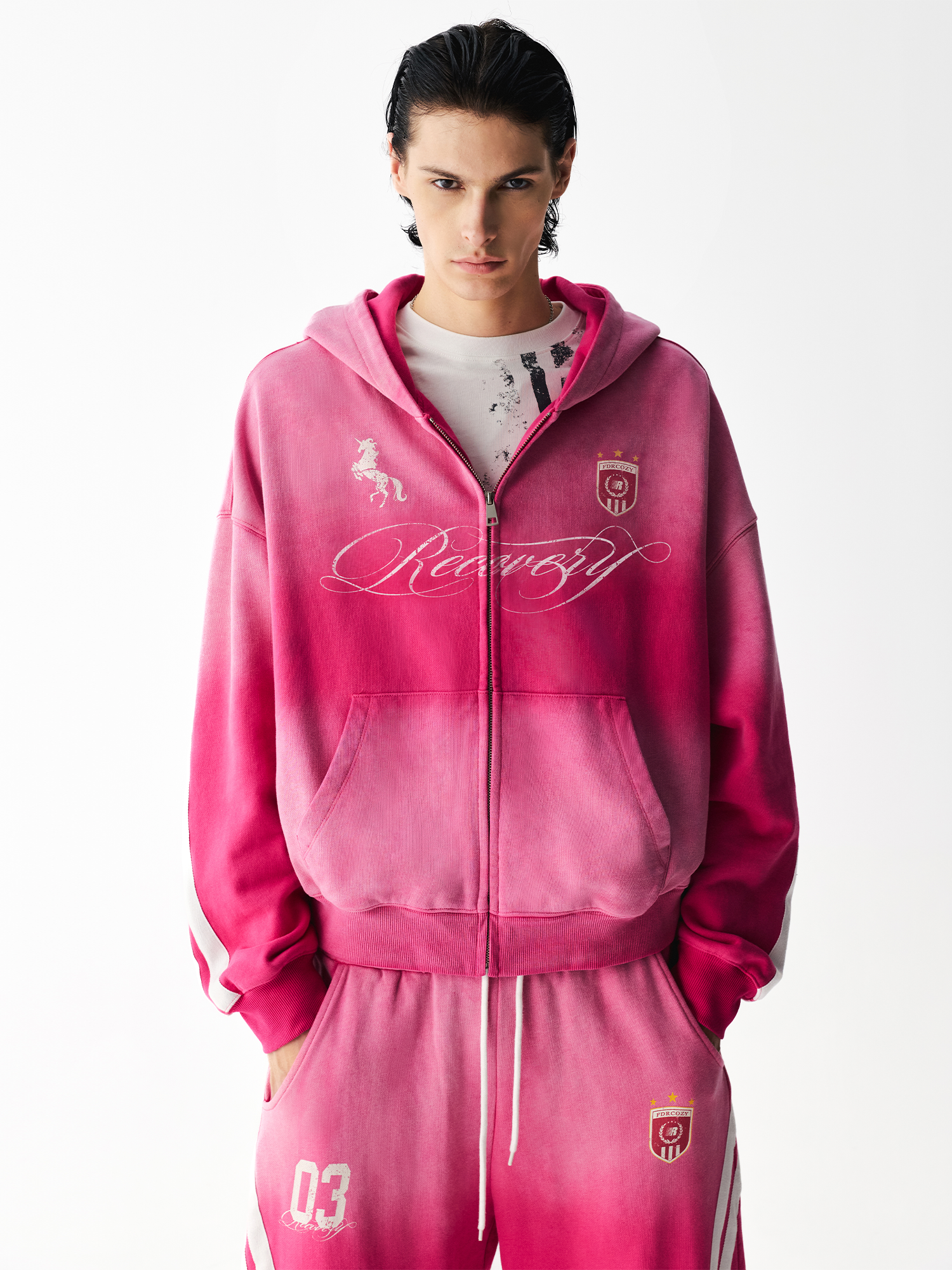 Washed Side Stripe Hoodie&Sweatpants