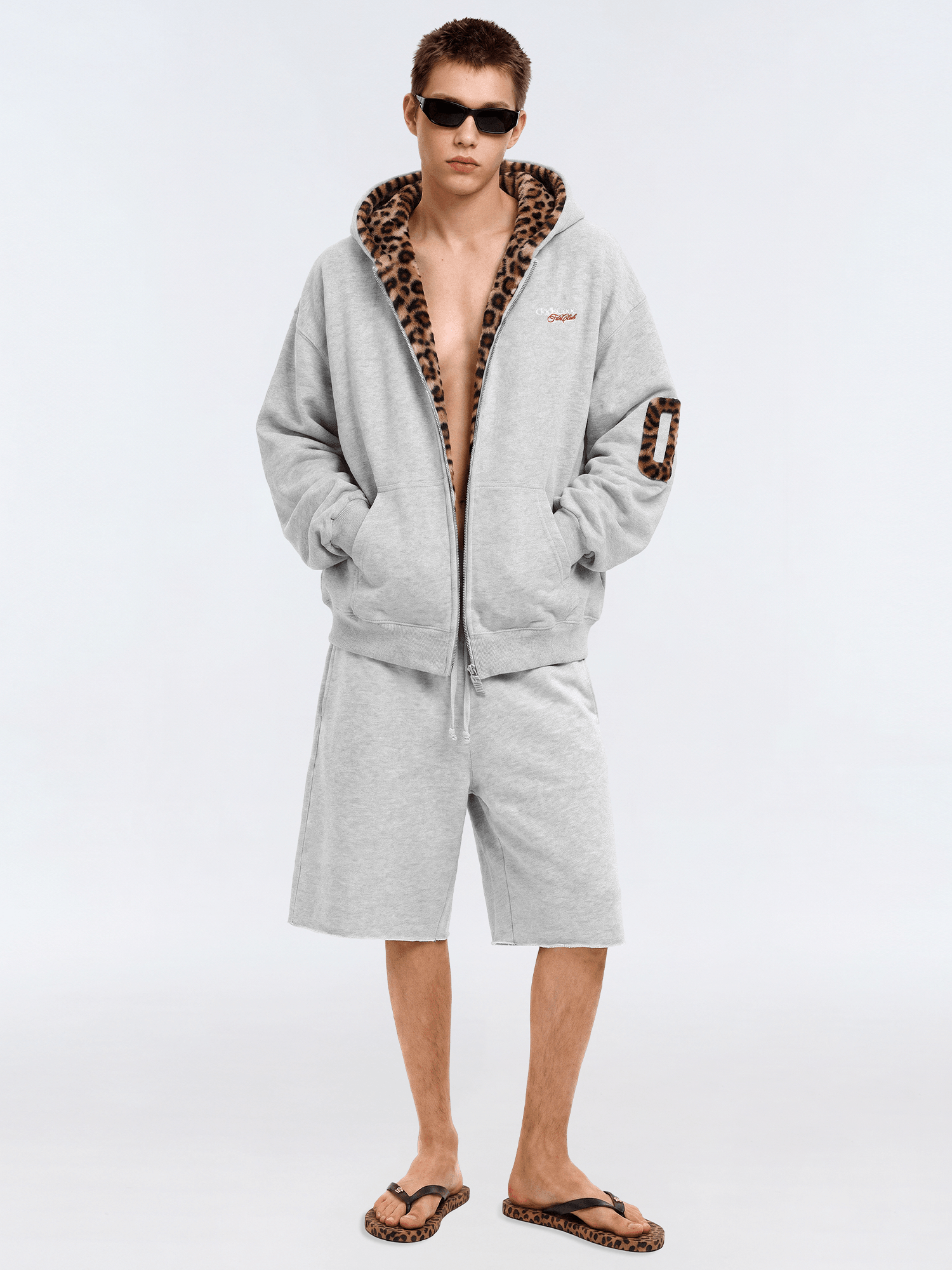 Wild Leopard-Lined Zip Hoodie