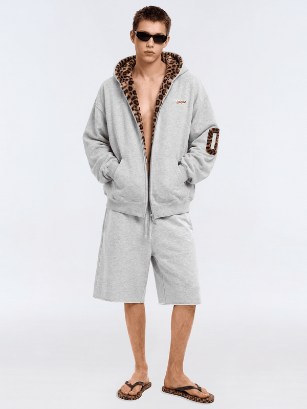Wild Leopard-Lined Zip Hoodie