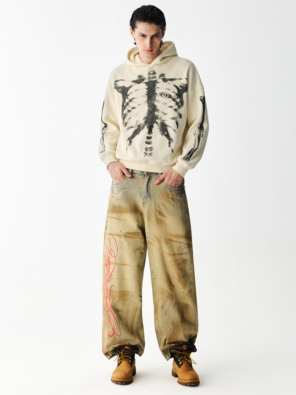 X-Ray Skeleton Waffle Hoodie