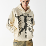 X Ray Skeleton Waffle Hoodie in Black (Back Profile & Fit Detail) - FDR Oversized Heavyweight Hoodie - Official Streetwear Sweatshirt | FDR Studios