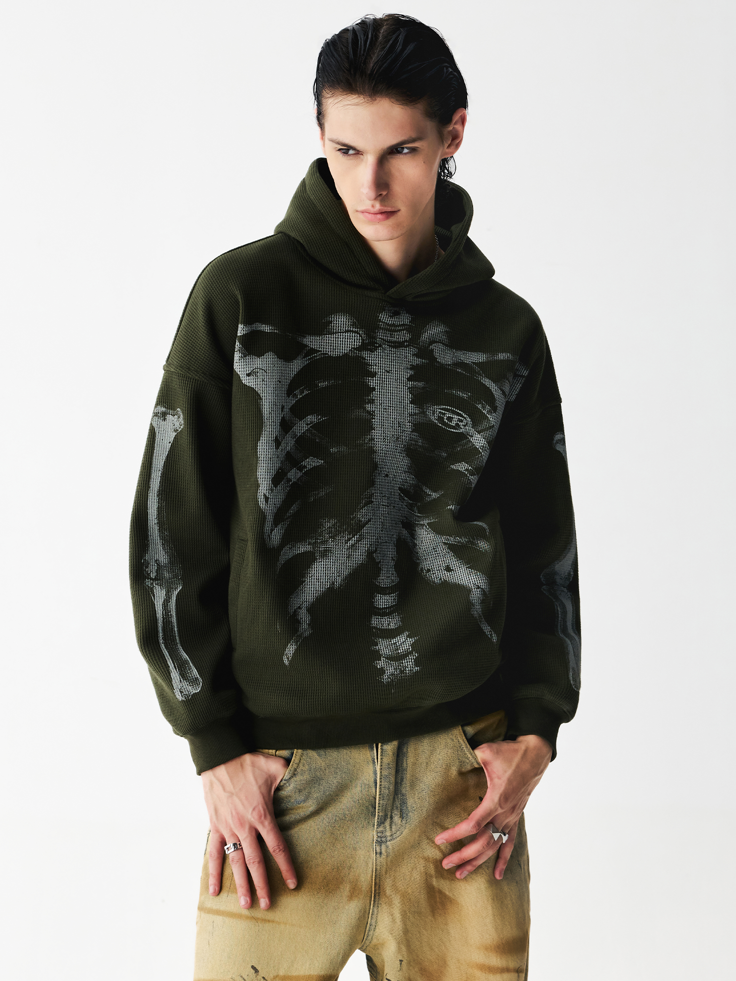 X-Ray Skeleton Waffle Hoodie