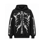 X Ray Skeleton Waffle Hoodie in Dark-Green (Style Perspective Shot 9) - FDR Oversized Heavyweight Hoodie - Official Streetwear Sweatshirt | FDR Studios