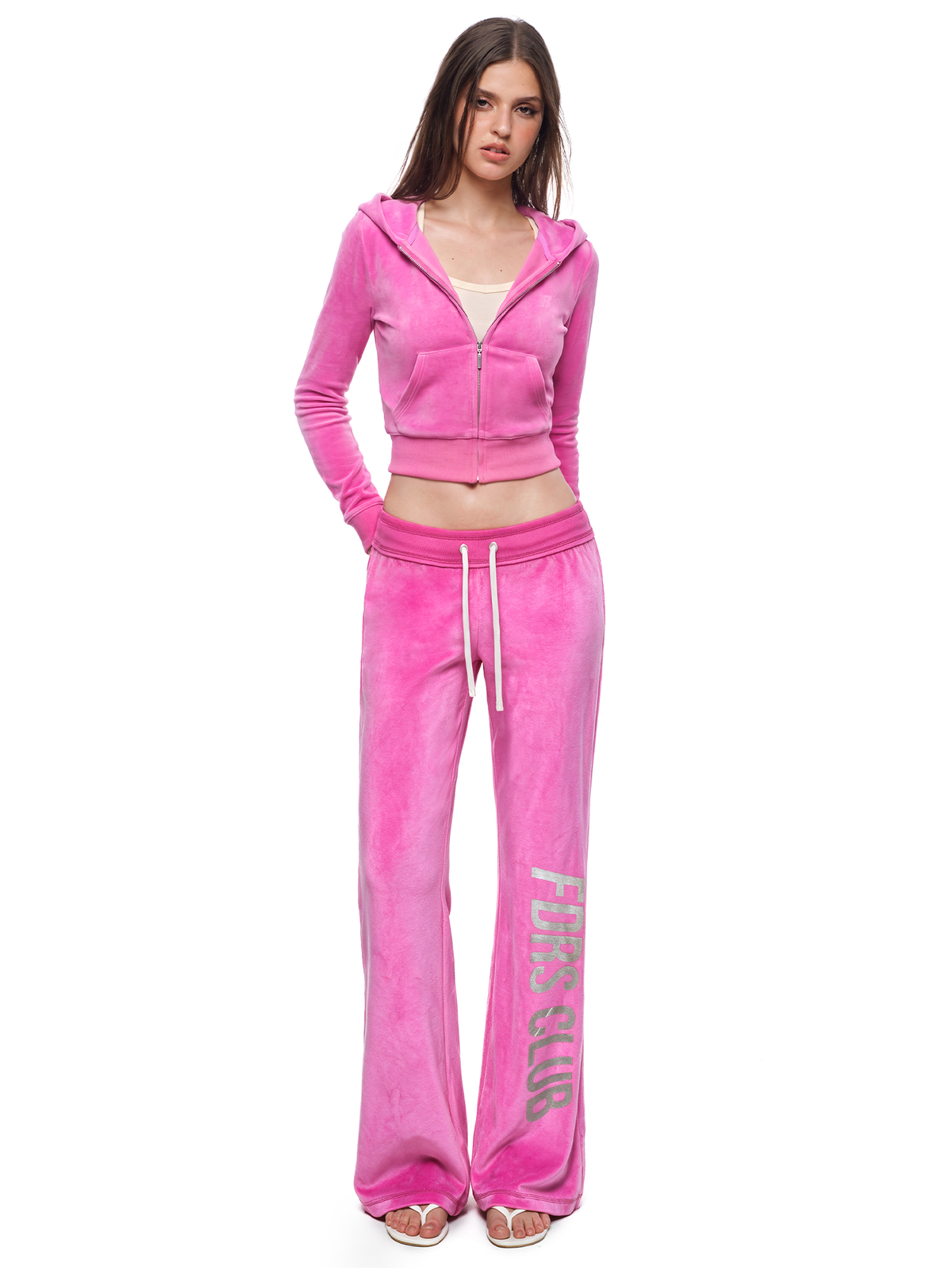 Y2K Candy Zip Hoodie&Flare Pants