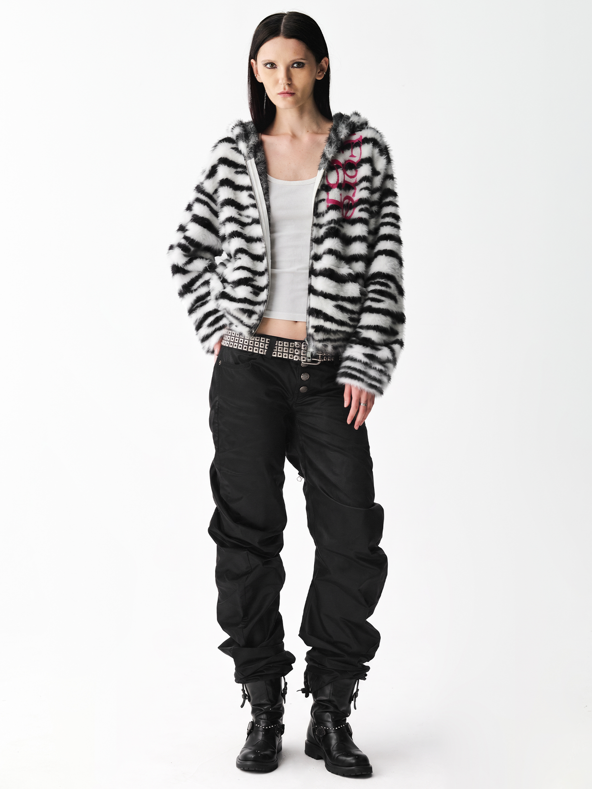 Zebra Embroidered Knit Hoodie