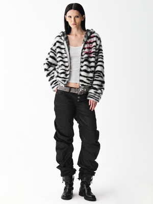Zebra Embroidered Knit Hoodie