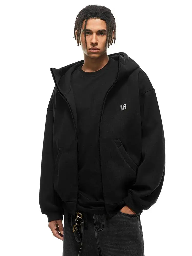 Eases Social Anxiety Oversized Hoodie - Fabric Texture & Stitching Detail - Streetwear Aesthetic | FDR Studios