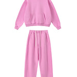 Hot pink fleece hoodie and wide-leg jogger set