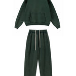 Forest green monochrome sweatshirt and sweatpants ensemble