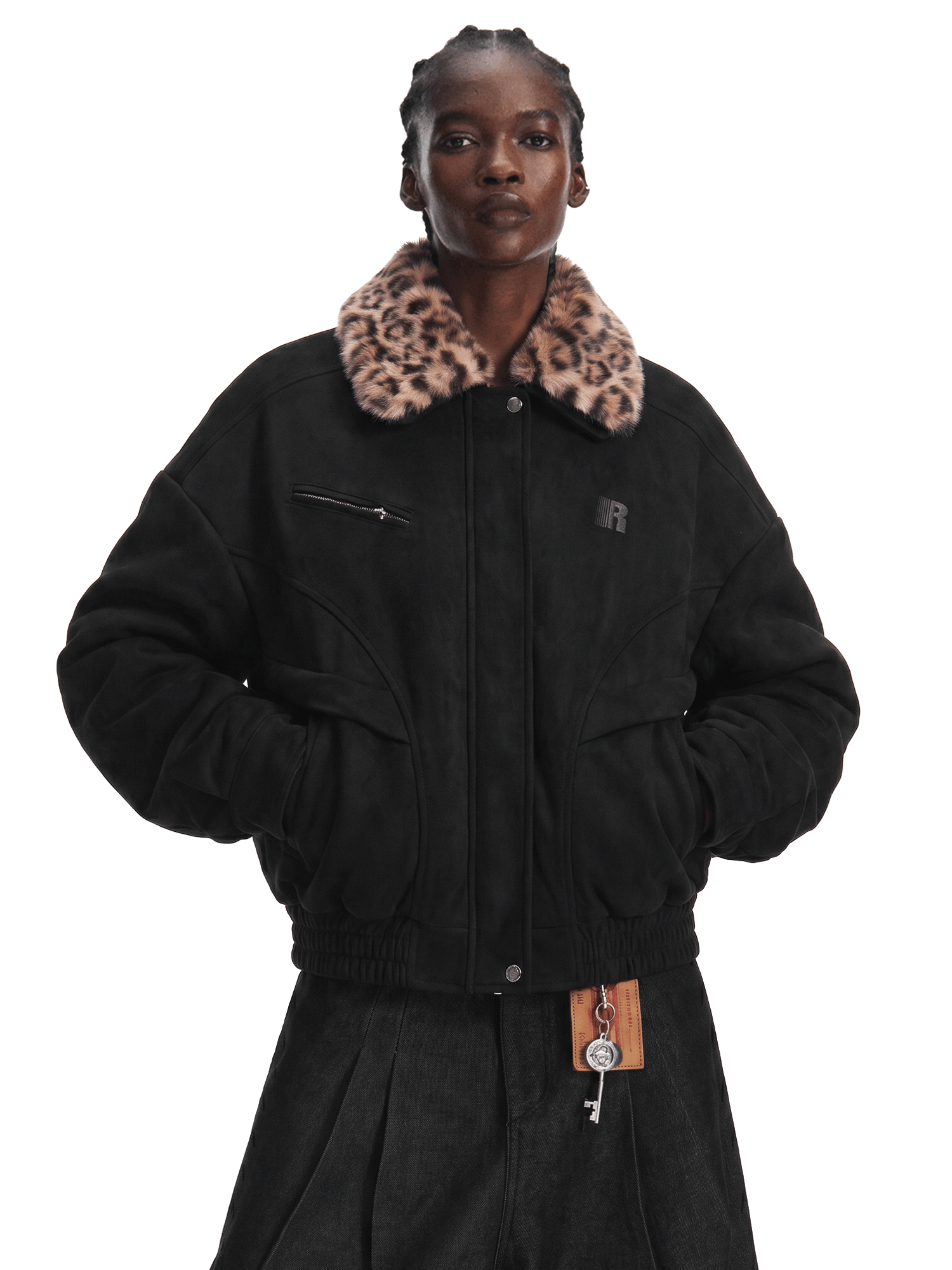 Rogue Leopard Bomber - Close-up Material & Design Feature - Streetwear Aesthetic | FDR Studios