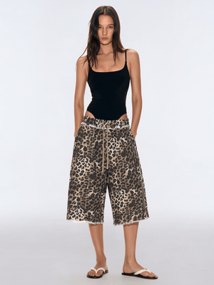 Leopard Frayed Grunge Capris