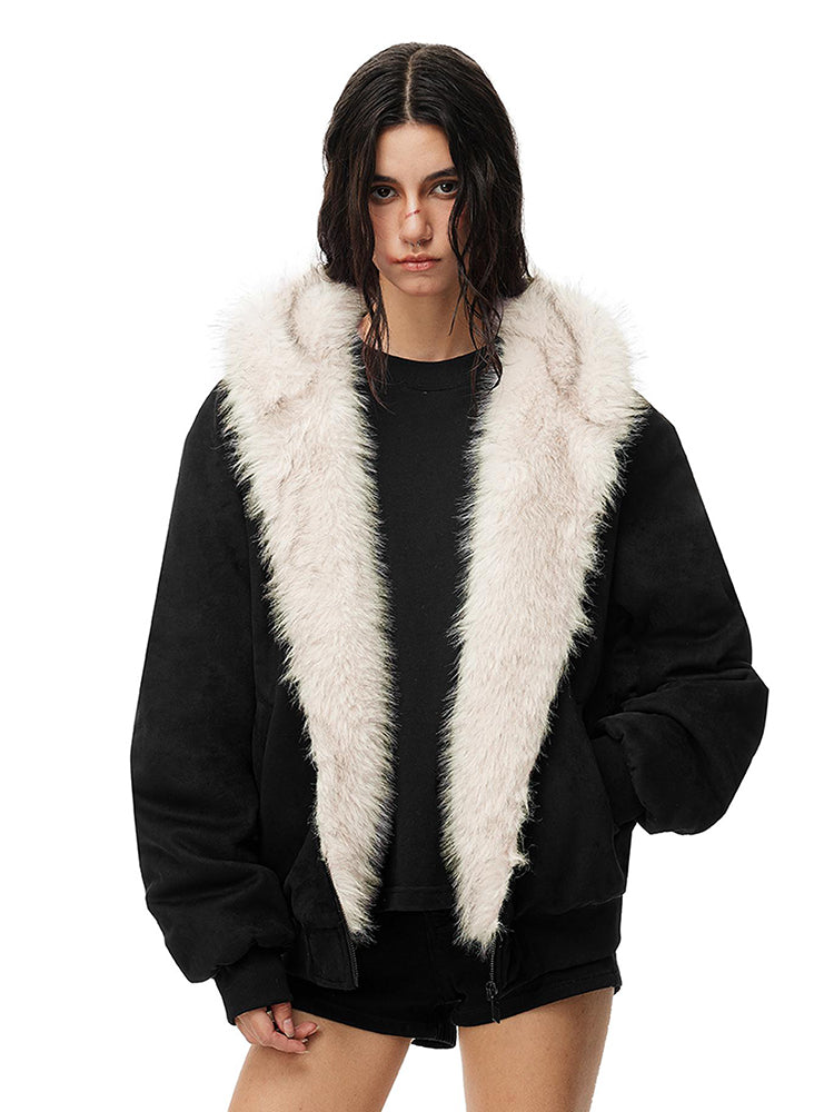 Cyber Kitty Leopard Fur Jacket - Close-up Material & Design Feature - Streetwear Aesthetic | FDR Studios