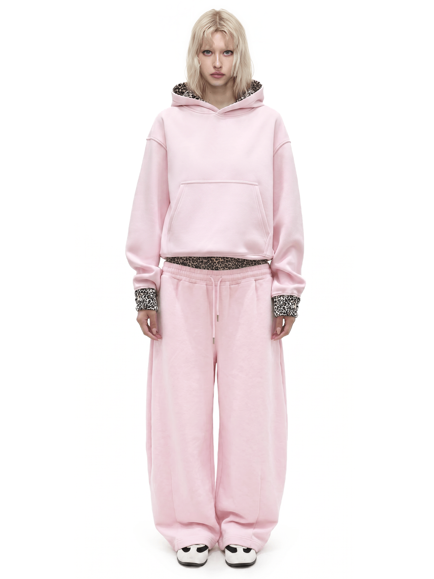 Leopard Double Waist Sweatpants - Close-up Material & Design Feature - Oversized Baggy Fit | FDR Studios