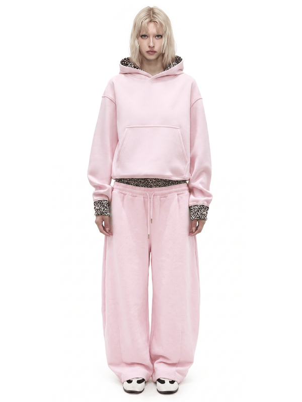 Leopard Double Waist Sweatpants - Close-up Material & Design Feature - Oversized Baggy Fit | FDR Studios