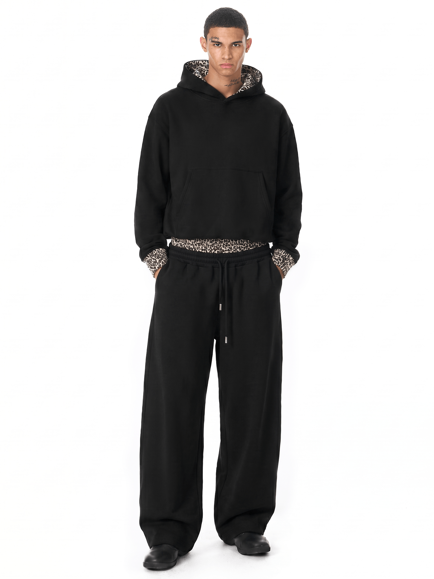Leopard Double Waist Sweatpants - Style Perspective Shot 10 - Oversized Baggy Fit | FDR Studios