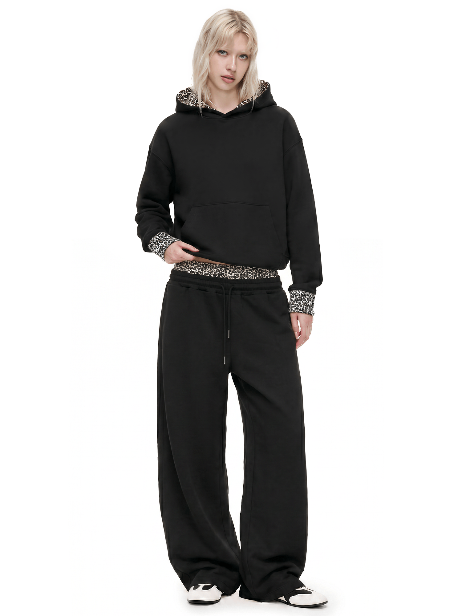 Leopard Double Waist Sweatpants - Style Perspective Shot 8 - Oversized Baggy Fit | FDR Studios