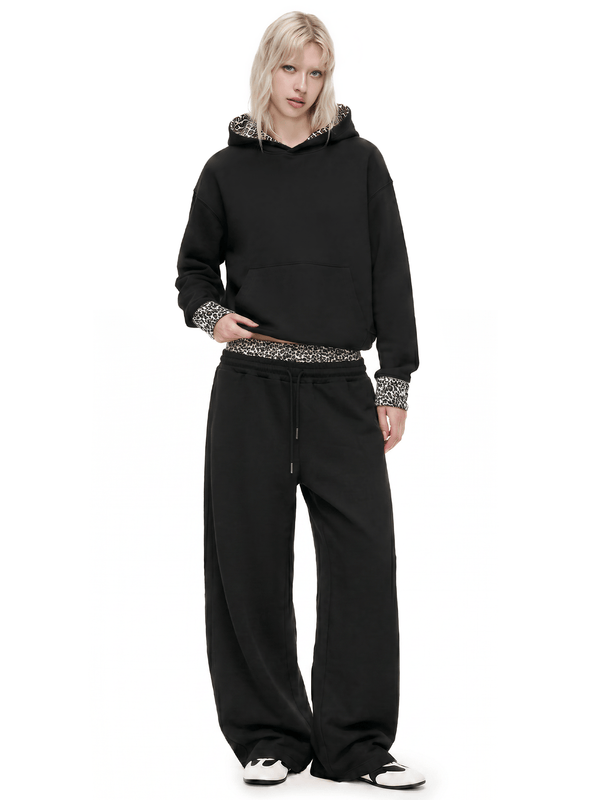 Leopard Double Waist Sweatpants - Style Perspective Shot 8 - Oversized Baggy Fit | FDR Studios