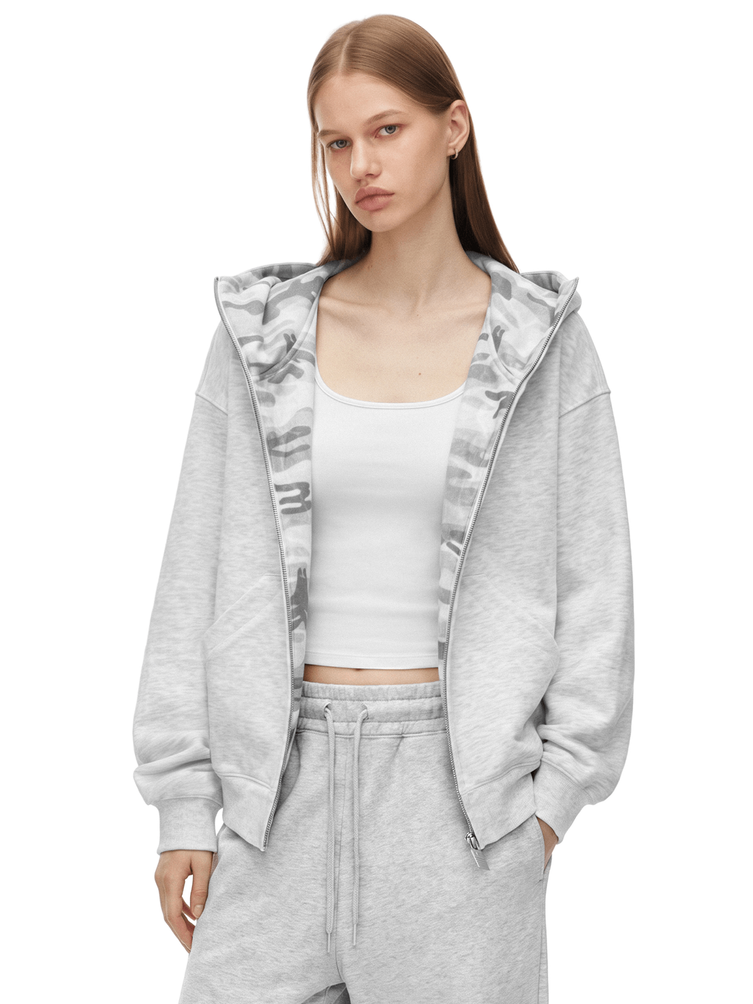 Camo-Lined Zip Hoodie