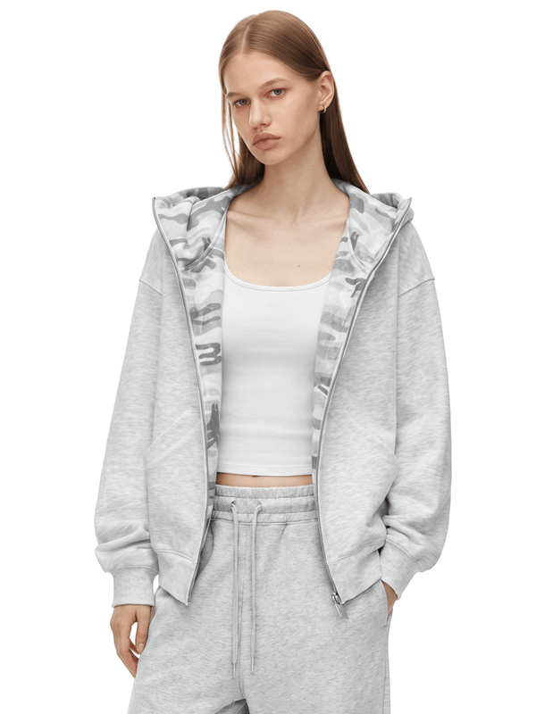 Camo-Lined Zip Hoodie - Back Profile & Fit Detail - Streetwear Aesthetic | FDR Studios