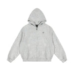 Full streetwear outfit with grey oversized hoodie and flared trousers