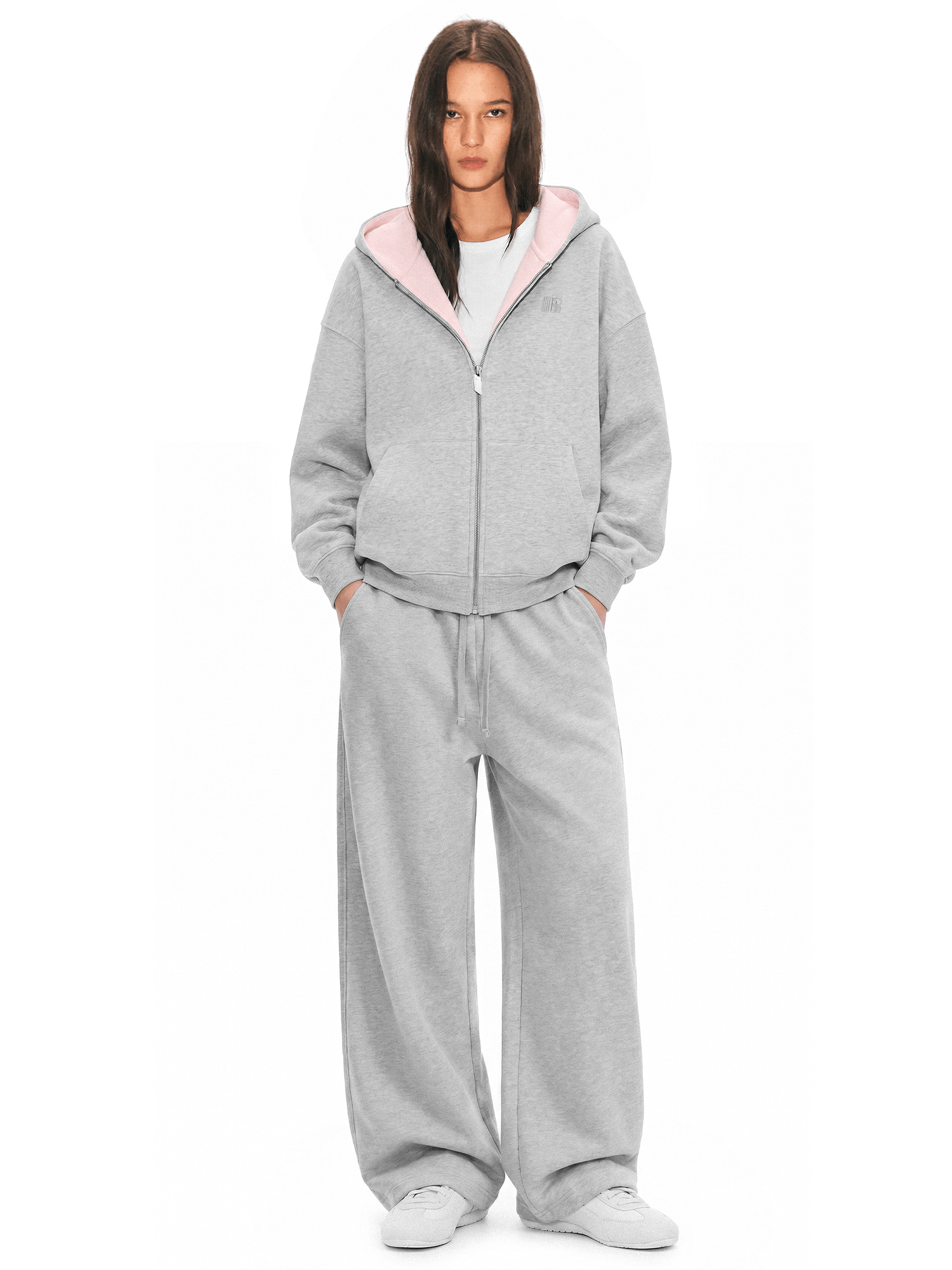 Contrast Zip Up Hooded Sweatshirt グレーＳ Oversized Contrast Zip Hoodie for Women | Casual Streetwear|FDR
