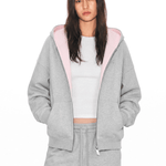 Product perspective 11 of Contrast Zip-Up Hoodie Jacket in Black - FDR