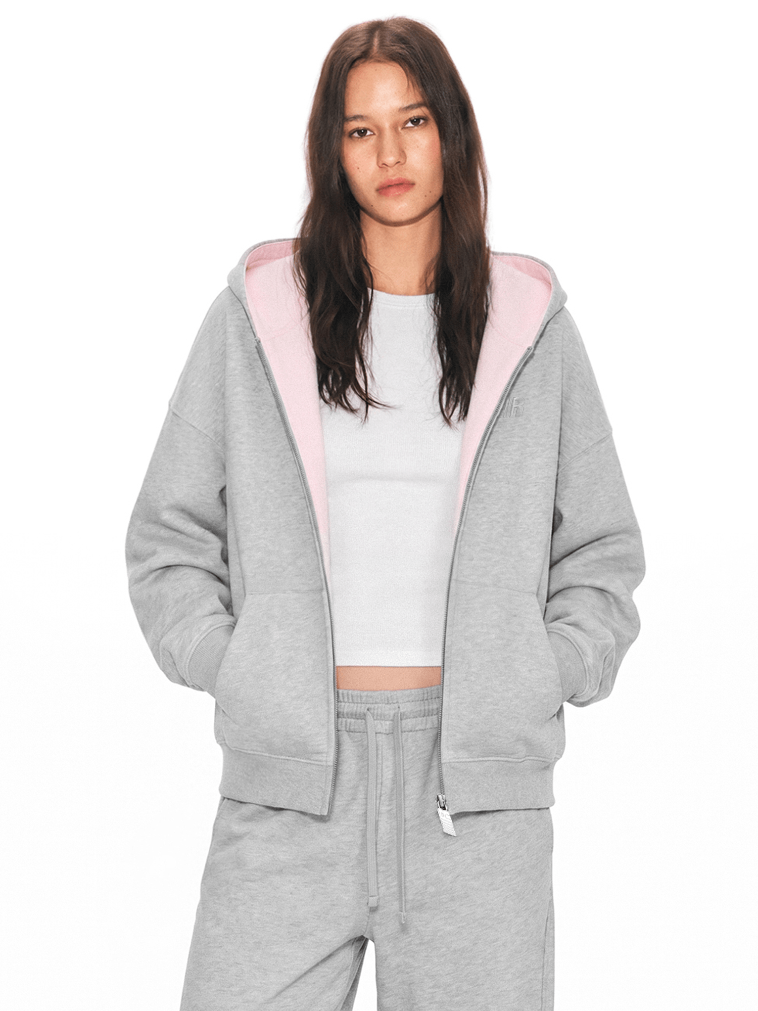 Product perspective 11 of Contrast Zip-Up Hoodie Jacket in Black - FDR