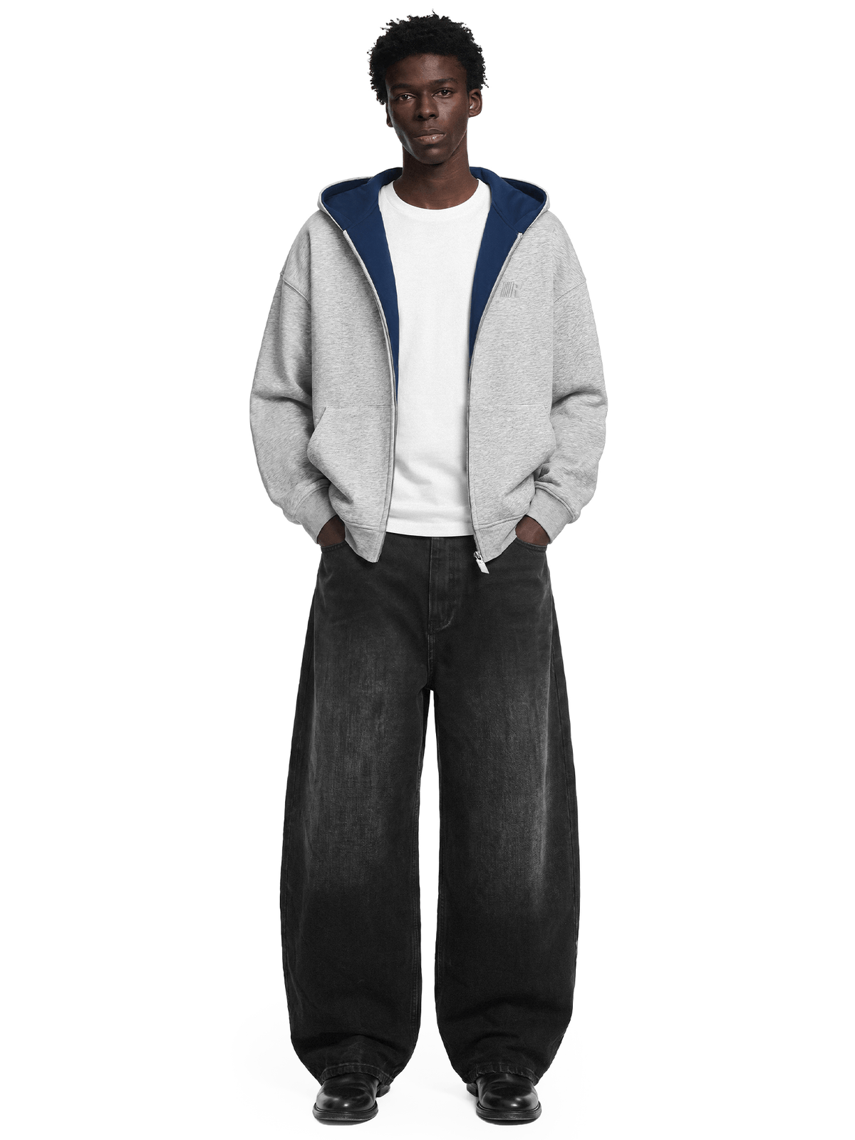 Contrast Zip-Up Hoodie Jacket