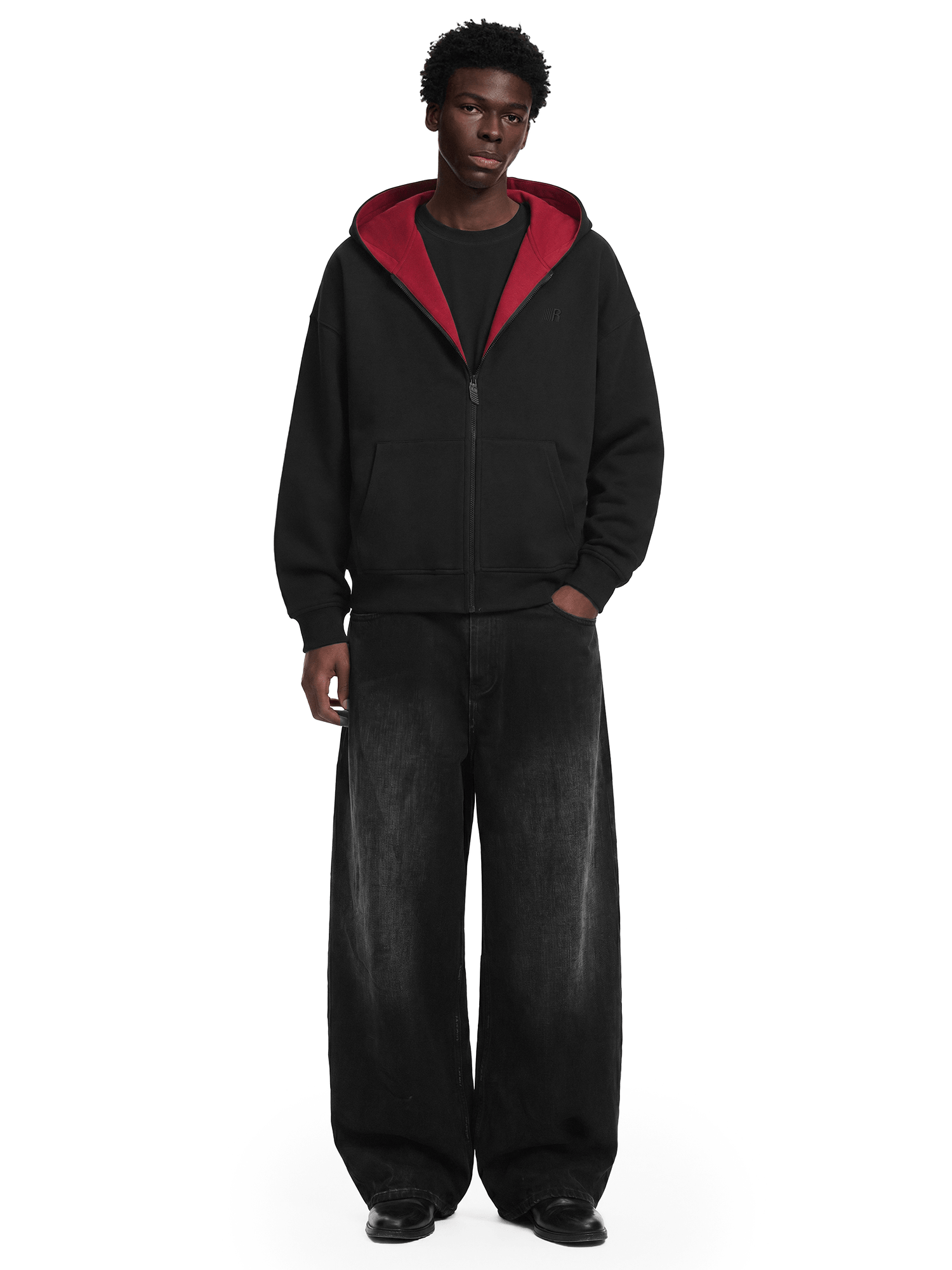 Product perspective 13 of Contrast Zip-Up Hoodie Jacket in Navy Blue - FDR