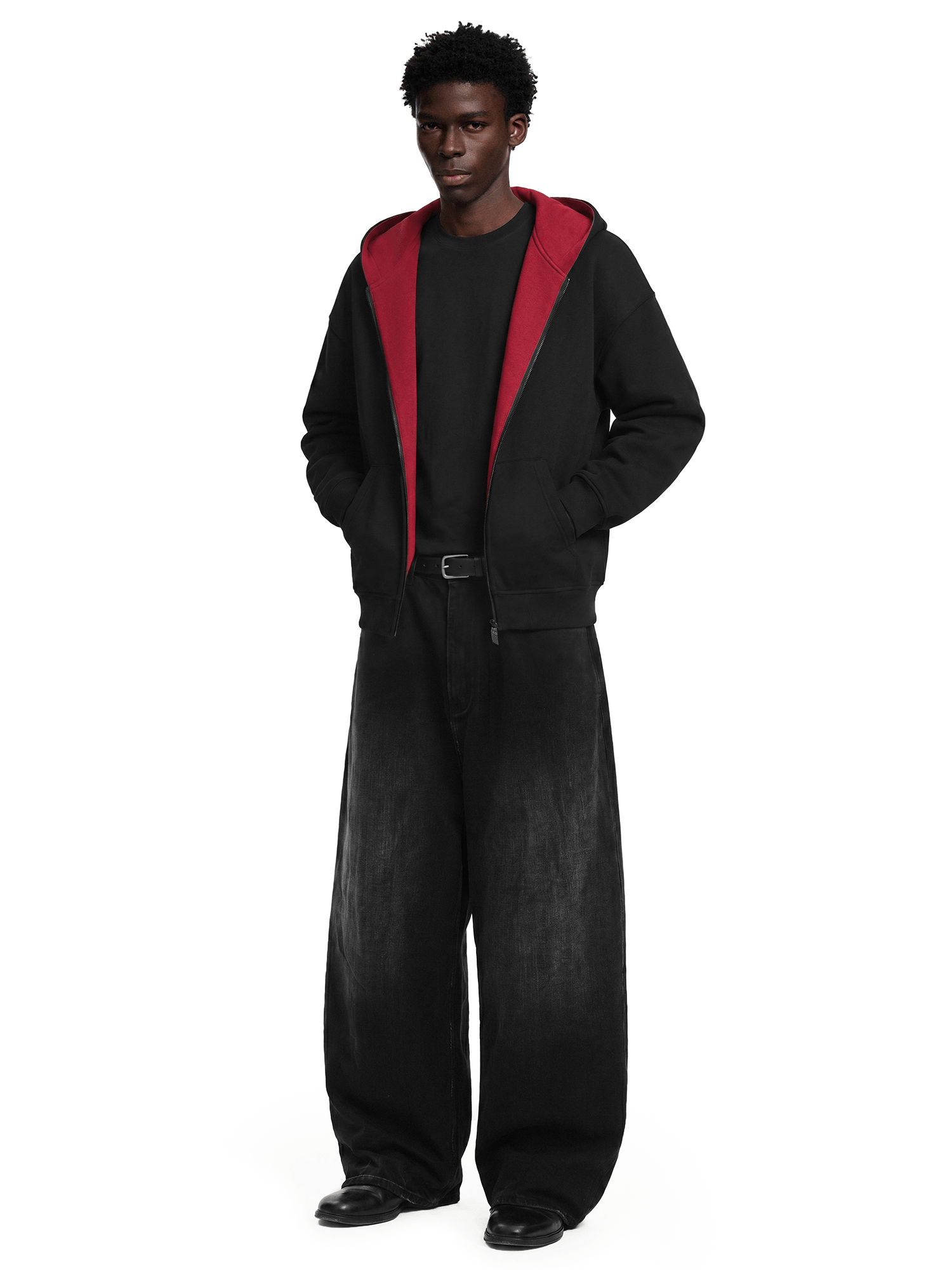 Product perspective 14 of Contrast Zip-Up Hoodie Jacket in Navy Blue - FDR