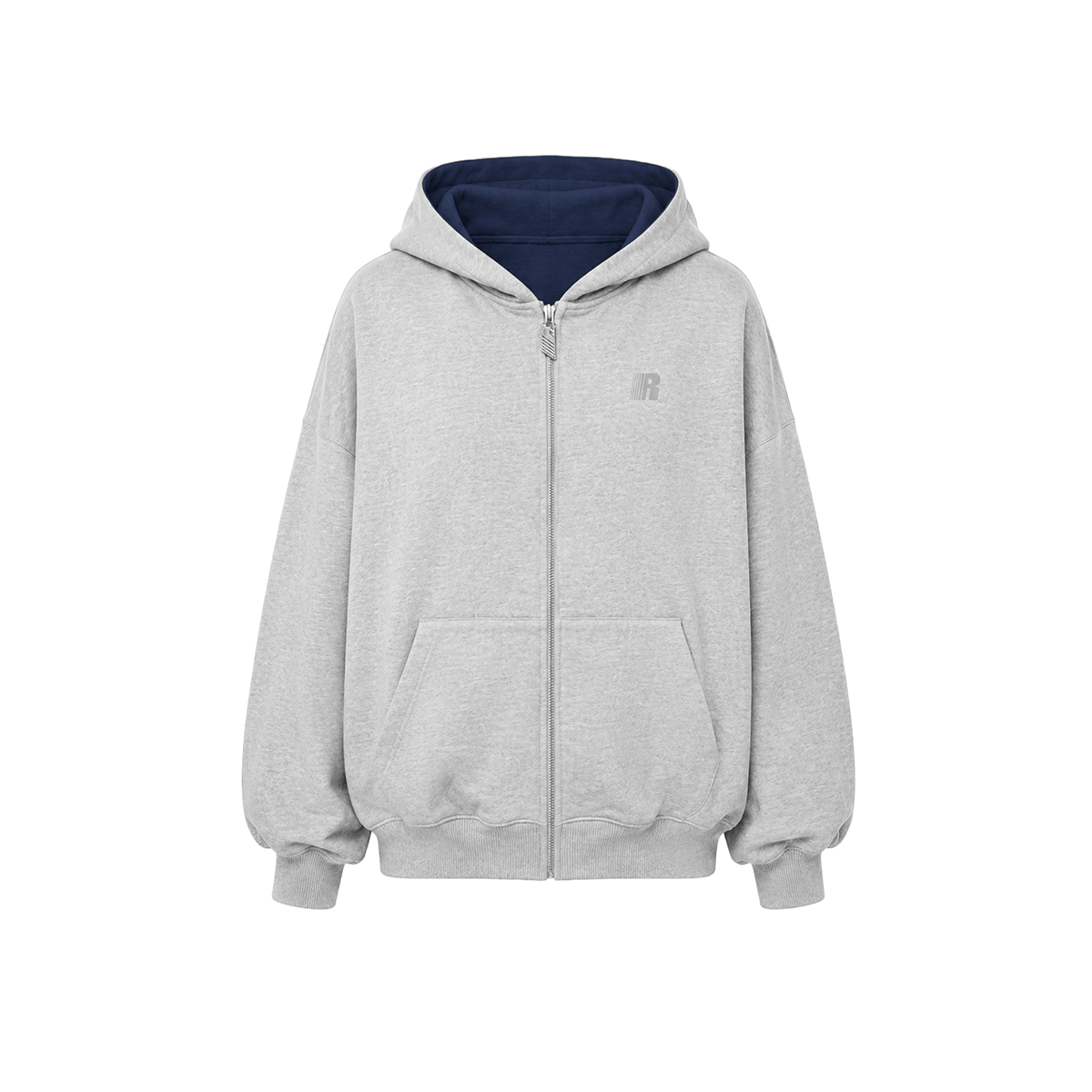 Side angle perspective of Contrast Zip-Up Hoodie Jacket in Red - FDR