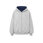 Side angle perspective of Contrast Zip-Up Hoodie Jacket in Red - FDR