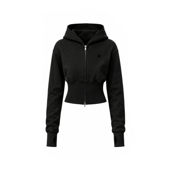 Sculpt Cropped Zip Hoodie - Style Perspective Shot 9 - Oversized Baggy Fit | FDR Studios
