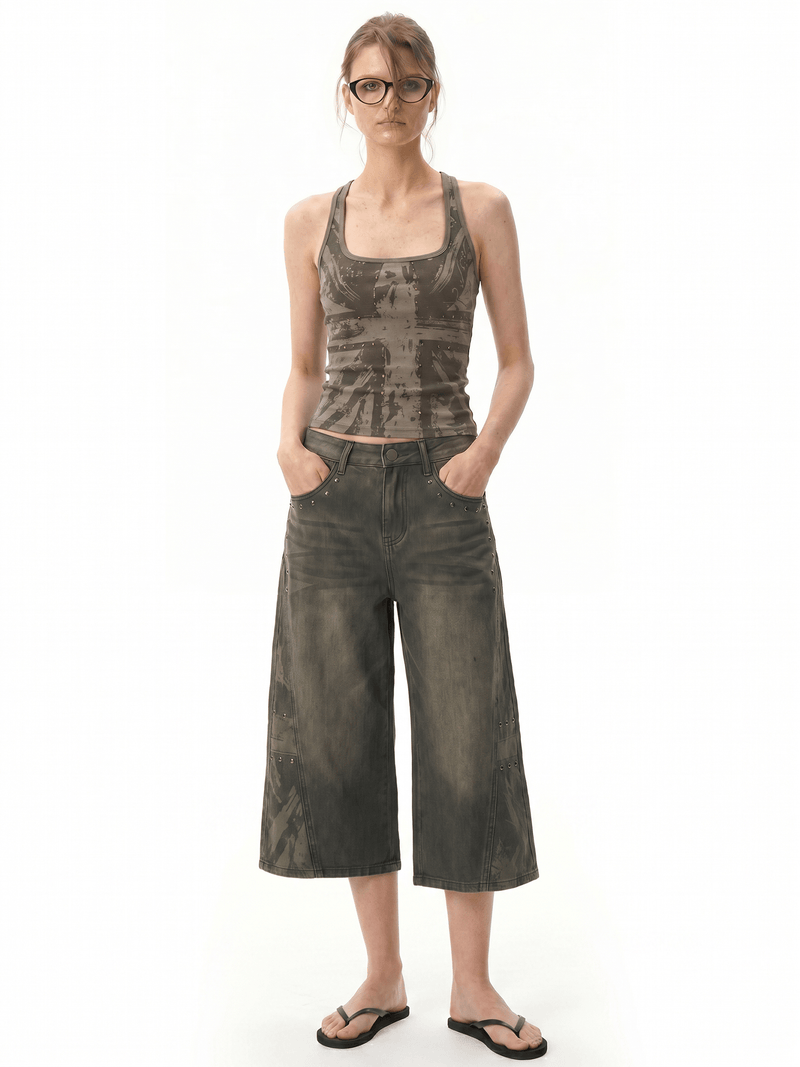 Cross Rhinestone Racerback Tank - Back Profile & Fit Detail - Gothic Aesthetic | FDR Studios
