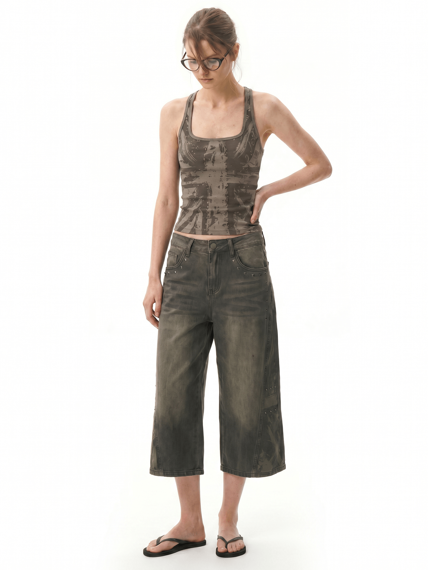 Cross Rhinestone Racerback Tank - Back Profile & Fit Detail - Gothic Aesthetic | FDR Studios