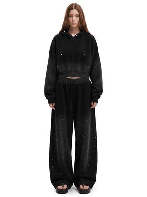 Crystal Stud Acid Hoodie&Sweatpants