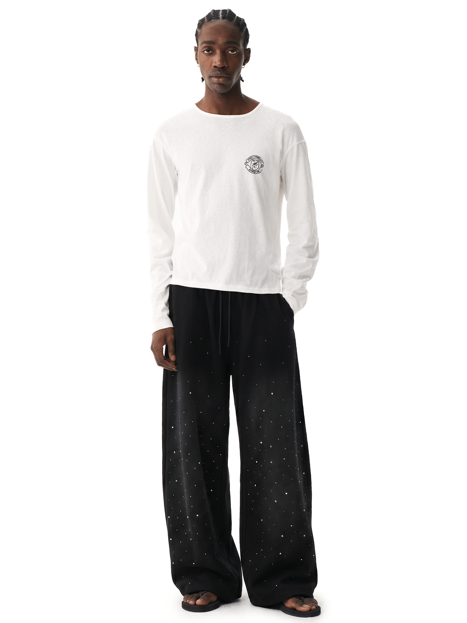 Crystal Stud Acid Hoodie&Sweatpants - Close-up Material & Design Feature - Streetwear Aesthetic | FDR Studios