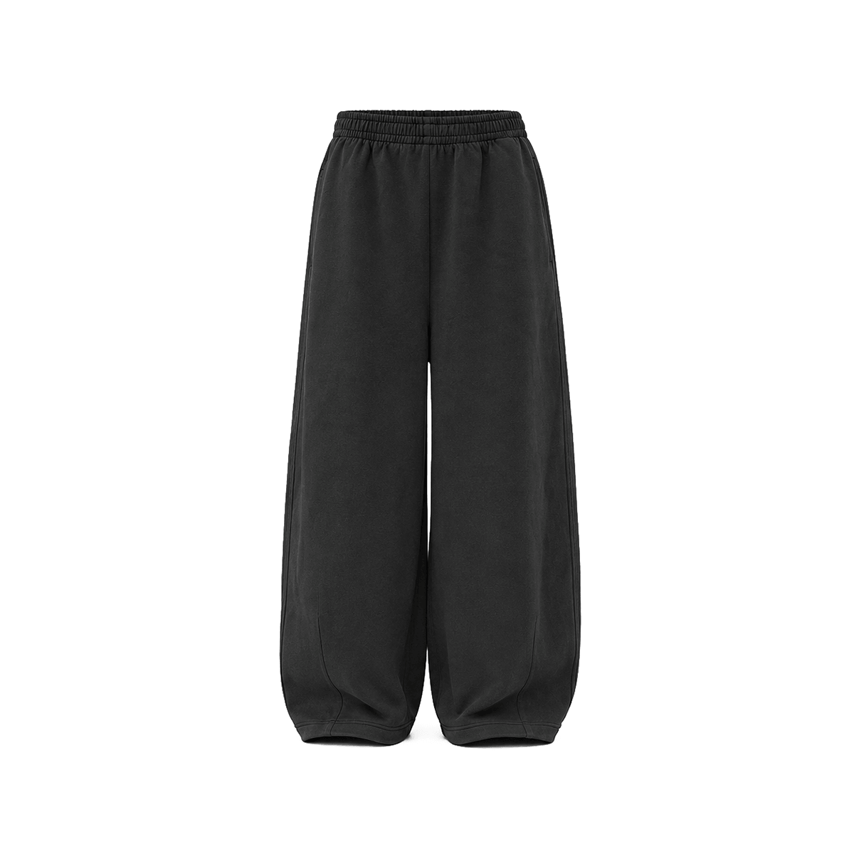 Side angle perspective of Urban Baggy Minimalist Sweatpants in Black - FDR