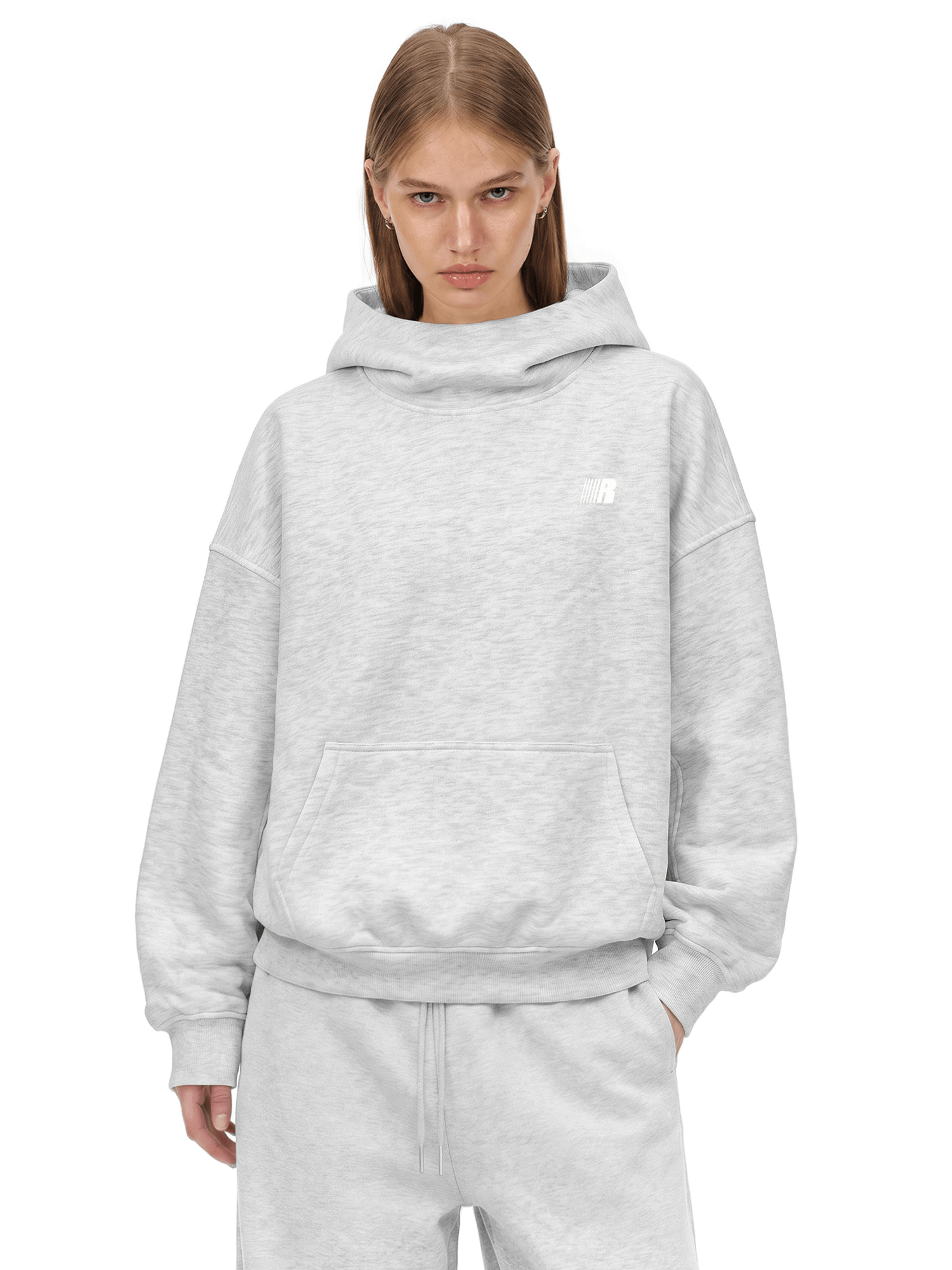 Alternative angle view of Essential Funnel-Neck Hoodie in Klein Blue - FDR