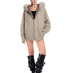 FDR apricot distressed-edge zip hoodie paired with high-street fashion boots.